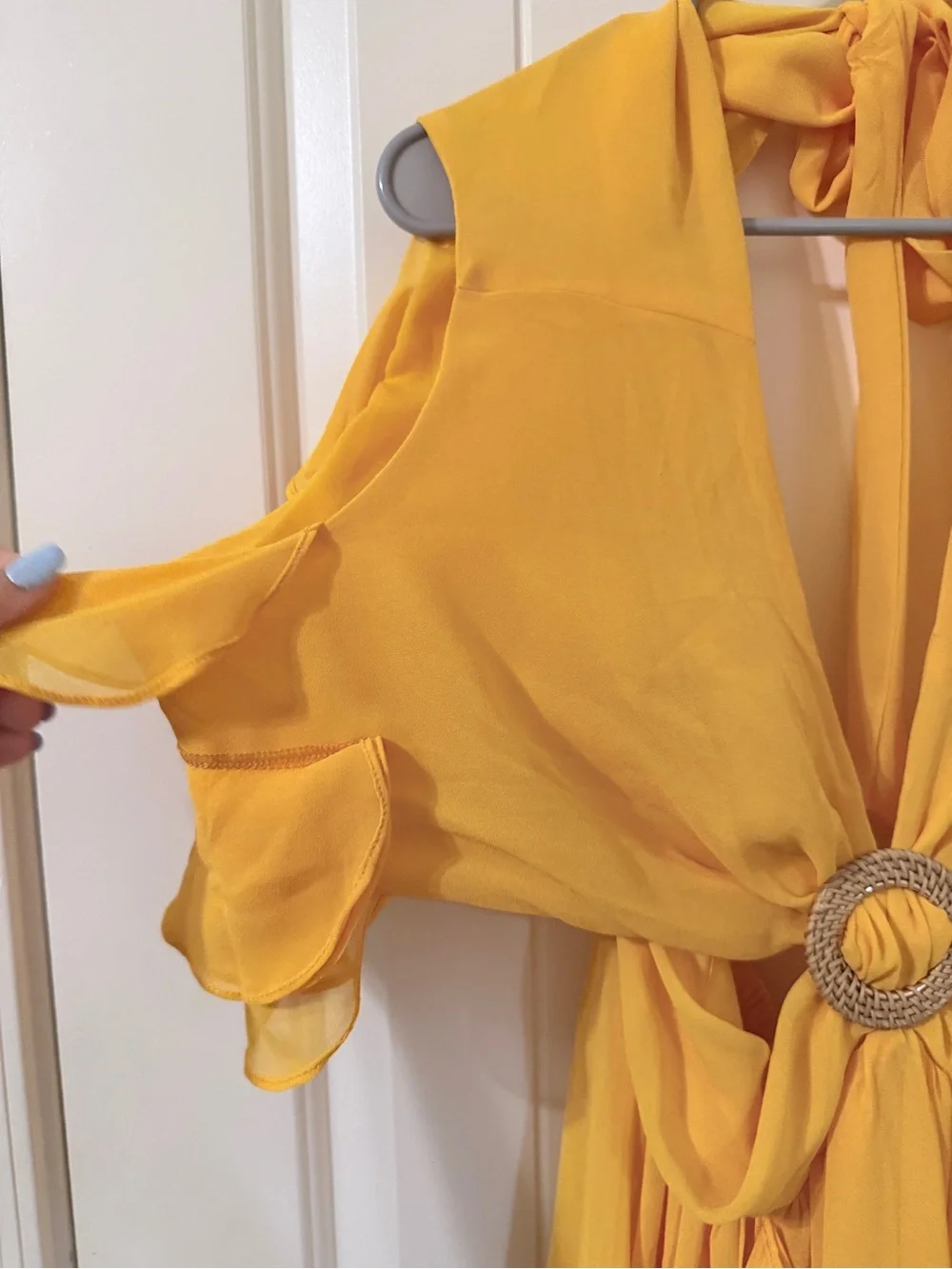 Sleeveless Ruffle Cutout Maxi Dress in Mustard “Carlita Ruffle Cutout
Maxi Dress - Picture 7 of 7